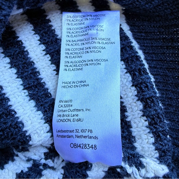 Maeve Stripe Sweater Puff Tee Nautical Navy Blue Sailor Short Sleeve Top Anchor - Picture 12 of 14